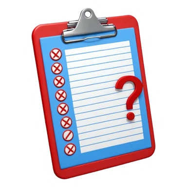 A red clipboard with a tactical scheme (X's and O's) crossed out and a question mark (?) above it. blue (#00A3E0) and red (#F9423A) sticker