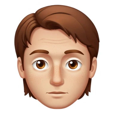 Polish man with medium length brown hair and freckles around his left eye sticker