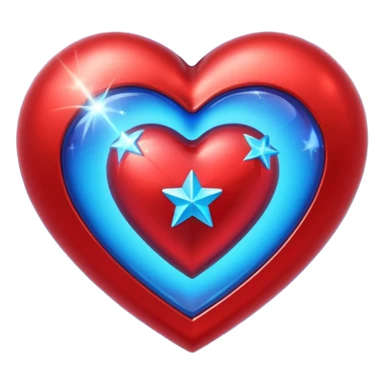 A metallic red 3D heart with a bright blue star inside sticker