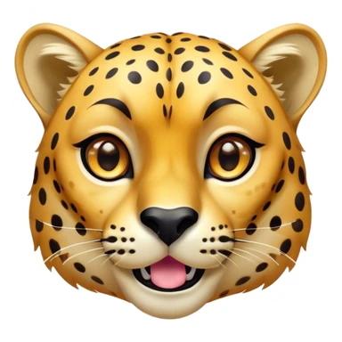 Cinematic Comical Cheetah Portrait Emoji, Head tilted dramatically with an exaggeratedly amused expression, featuring a striking, glossy golden Fur with bold spots, wide, expressive amber eyes filled with playful disbelief, Simplified yet hilariously expressive features, highly detailed, glowing with a slightly sassy glow, high shine, dramatic yet playful, stylized with an air of cheeky mischief, bright and endearing, soft glowing outline, capturing the essence of a spirited and over-the-top cheetah, so meme-worthy it feels like it could dash its way into internet fame instantly! sticker