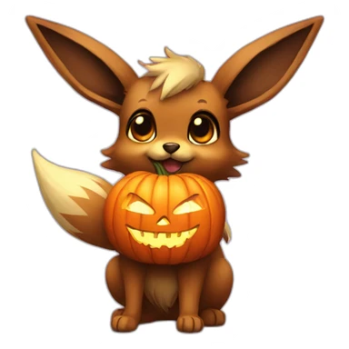 eevee holding halloween pumpkin sticker