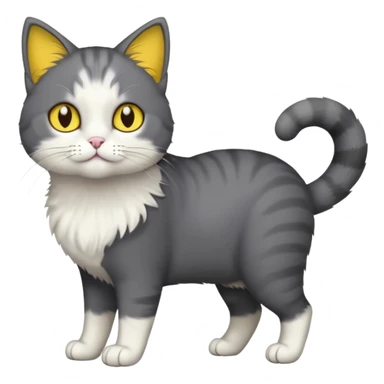 full body half dark grey and half white cat with white front legs sticker