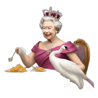 Queen Elizabeth II eating a swan sticker