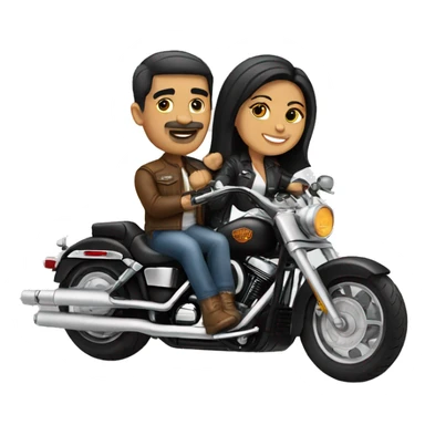Mexican couple on a Harley Davidson motorcycle  sticker
