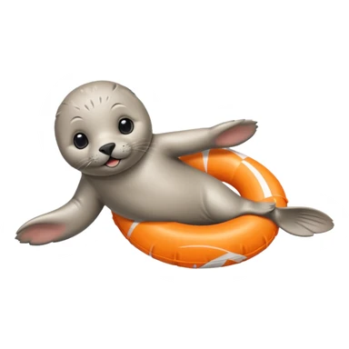 A cute seal pup with floaties on both flippers, kicking excitedly near lane markers. sticker