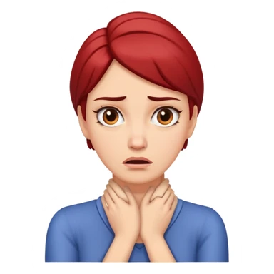 Woman with hands crossed over each other holding neck with an irate expression sticker