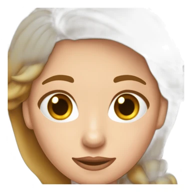 mujer de 40 años con pelo pelirrojo, ondulado y hasta el pecho, con ojos marrones verdosos y muy sonriente con una mano levantada sticker