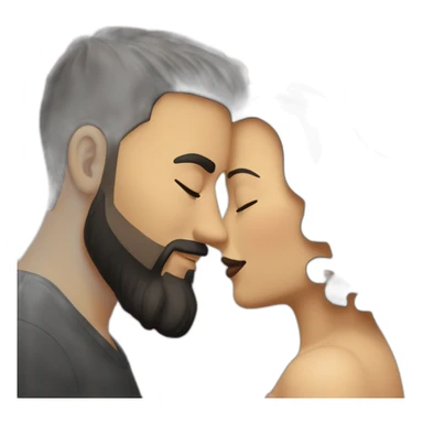 White-man-with-a-smooth-black-hair-cut-fade-and-a-black-beard-kissing-a-white-woman-with-long-brown-waved-hair sticker