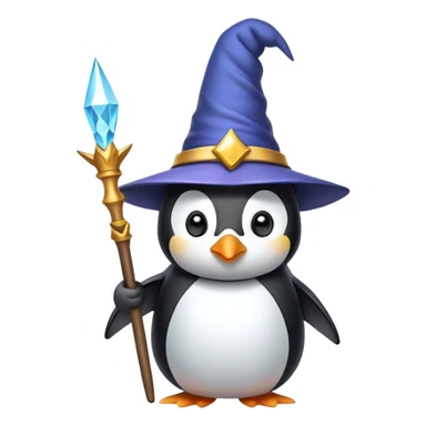 penguin wizard with wand and hat sticker
