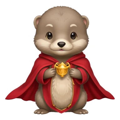 baby grey otter, in magic red cloak sticker