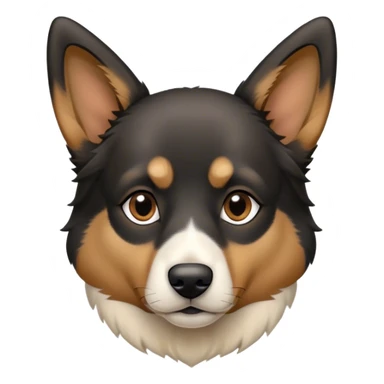 Black tan and white dog with pointy ears and Shepard face but shorter fur. Mostly black sticker