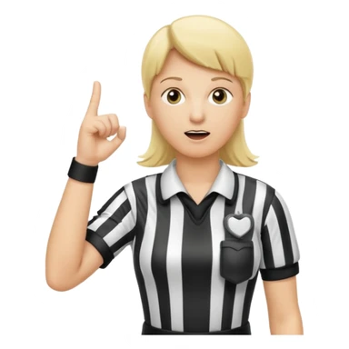 blonde football referee calling time out with hands and whistle making t gesture with hands sticker