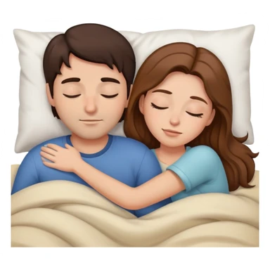 Man with dark brown hair and woman with long light brown hair in bed cuddling and sleeping  sticker