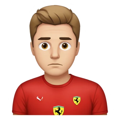 depressed man wearing a Ferrari t-shirt sticker