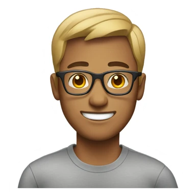 guy in a gray t-shirt with a short haircut and rectangular glasses  sticker