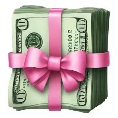 Money stack with pink bow sticker