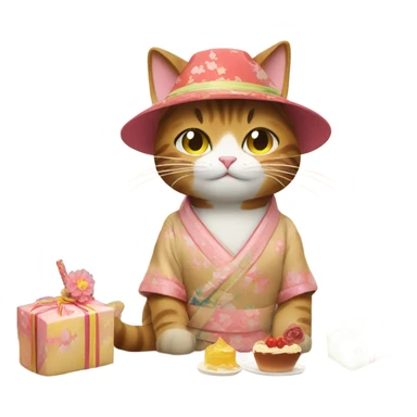 cat on birthday vacation in japan sticker