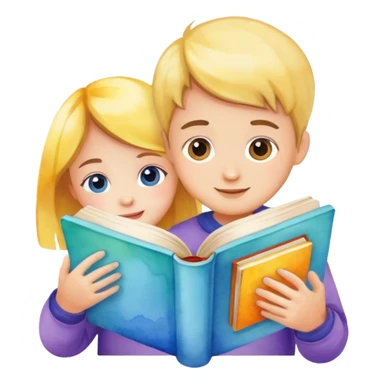 watercolor books and children  sticker