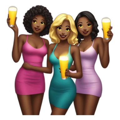 Multiple Bottle girls in nightclub holding a lit up sign sticker