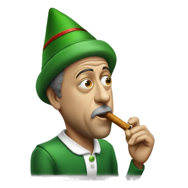 Billy Joel wearing a elf hat smoking sticker