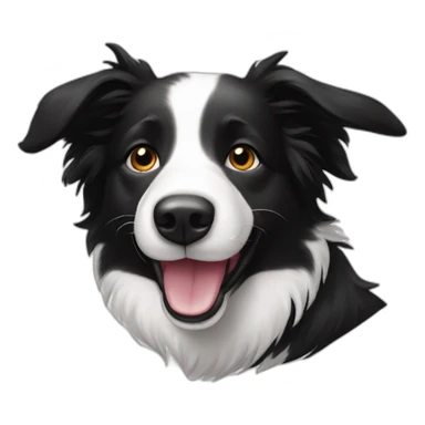 border collie black white happy face sticker