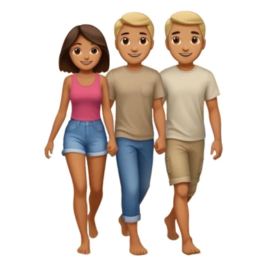 couple walking on the beach sunset in backgrounf sticker