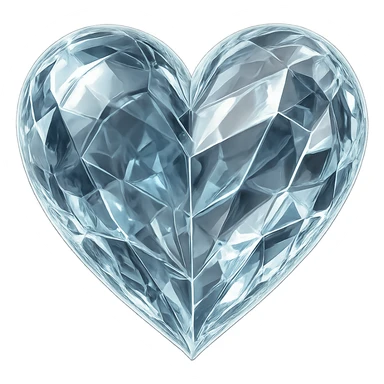 heart with a crystal clear effect, digital illustration style, no background sticker