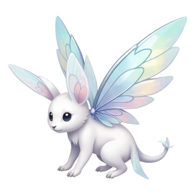  Iridescent white pale wings-ears, fairy-like-fakemon-creature  sticker