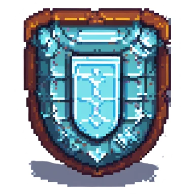 pixel art shield, small and blocky, retro game style sticker