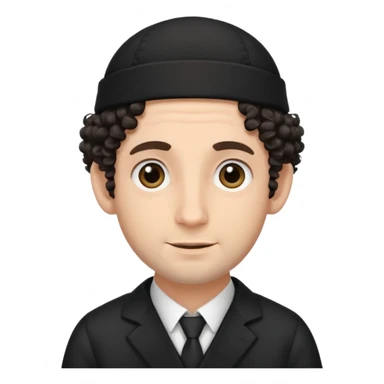 jewish man's face, wearing a tiny black kippah and 2 curly hair strands near the ears sticker