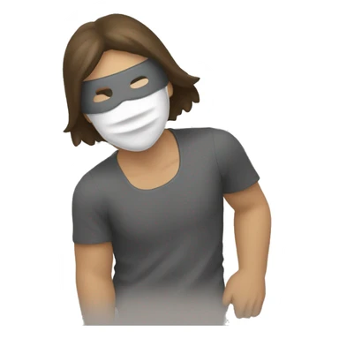 Homme avec un masque qui lève la main et baisse la tête  sticker
