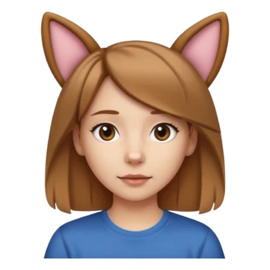 White girl with straight brown hair name is Valentina put dog ears on her and make he rlike like a bith but still not ugly just the dog prt of it and also have a shirt that says siri on it LONG LIGHT BROWN HAIR the shrit must say siri on ittt dont draw a dog just dog years sticker