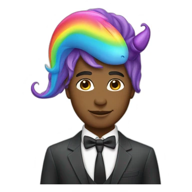 Posh-boy-with-suit-and-rainbow-unicorn-hat sticker