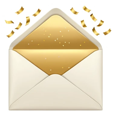white envelope with gold confetti sticker