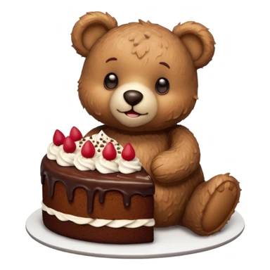 Morning teddy with chocolate cake sticker