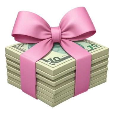 Australian $100 notes stacked together and wrapped in a girly pink bow sticker