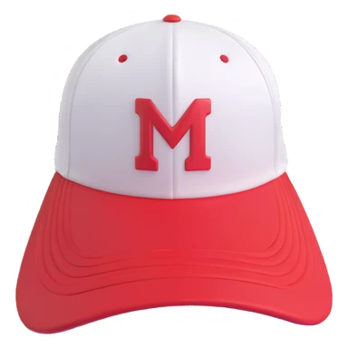 A baseball cap in a dynamic 3D cartoon style on a white background, 3D rendering, high resolution, bright colors, with a perspective composition, high saturation, prominent details, a floating effect, and a lively atmosphere, bottom view. sticker