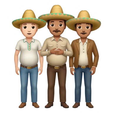 two men standing besides each other. 1 man is white and not pregnant, and the other man is mexican wearing a sombrero and pregnant, holding his belly.  sticker