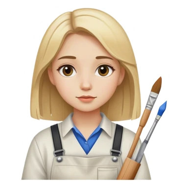 painter girl with straight blonde hair sticker