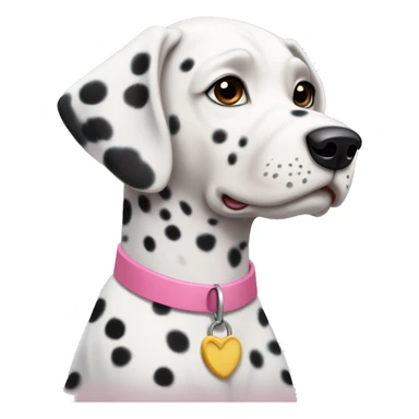 A Dalmatian with brown spots and a pink collar  sticker