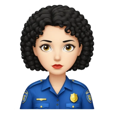 white woman police with black curly hair sticker