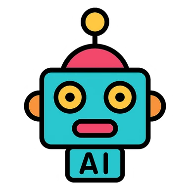 AI robot headshot, minimalist, geometric shapes, modern look sticker
