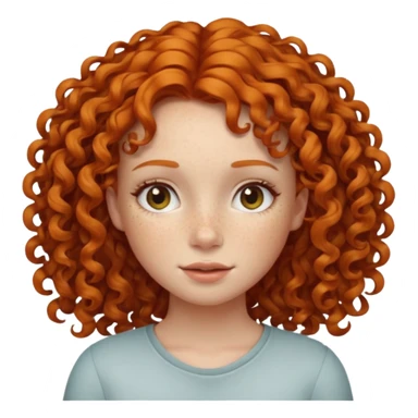 A ginger girl with curly hair in this style 👩🏼‍🦱 just the head no body simile to the apple curly hair emoji just ginger instead  sticker