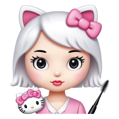  hello Kitty SANRIO holding an eyelash mascara spoolie sticker