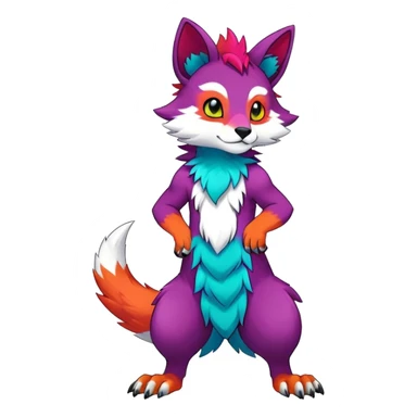 colorful anthro vernid fursona Fakemon sticker