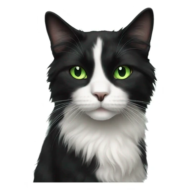 Long haired tuxedo cat with green eyes sticker