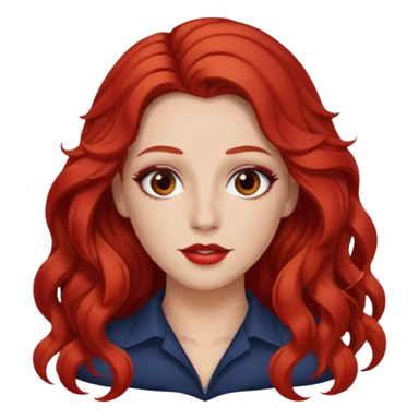 Chappell Roan (b.1998) with red long wavy hair, makeup sticker