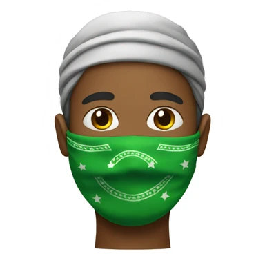 a person with a green bandana on his face sticker