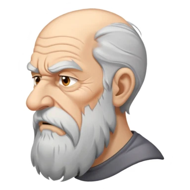 old angry man in profile view with gray hair and long beard sticker