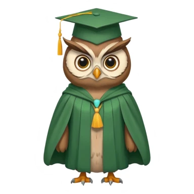 owl professor in green cloak graduation sticker